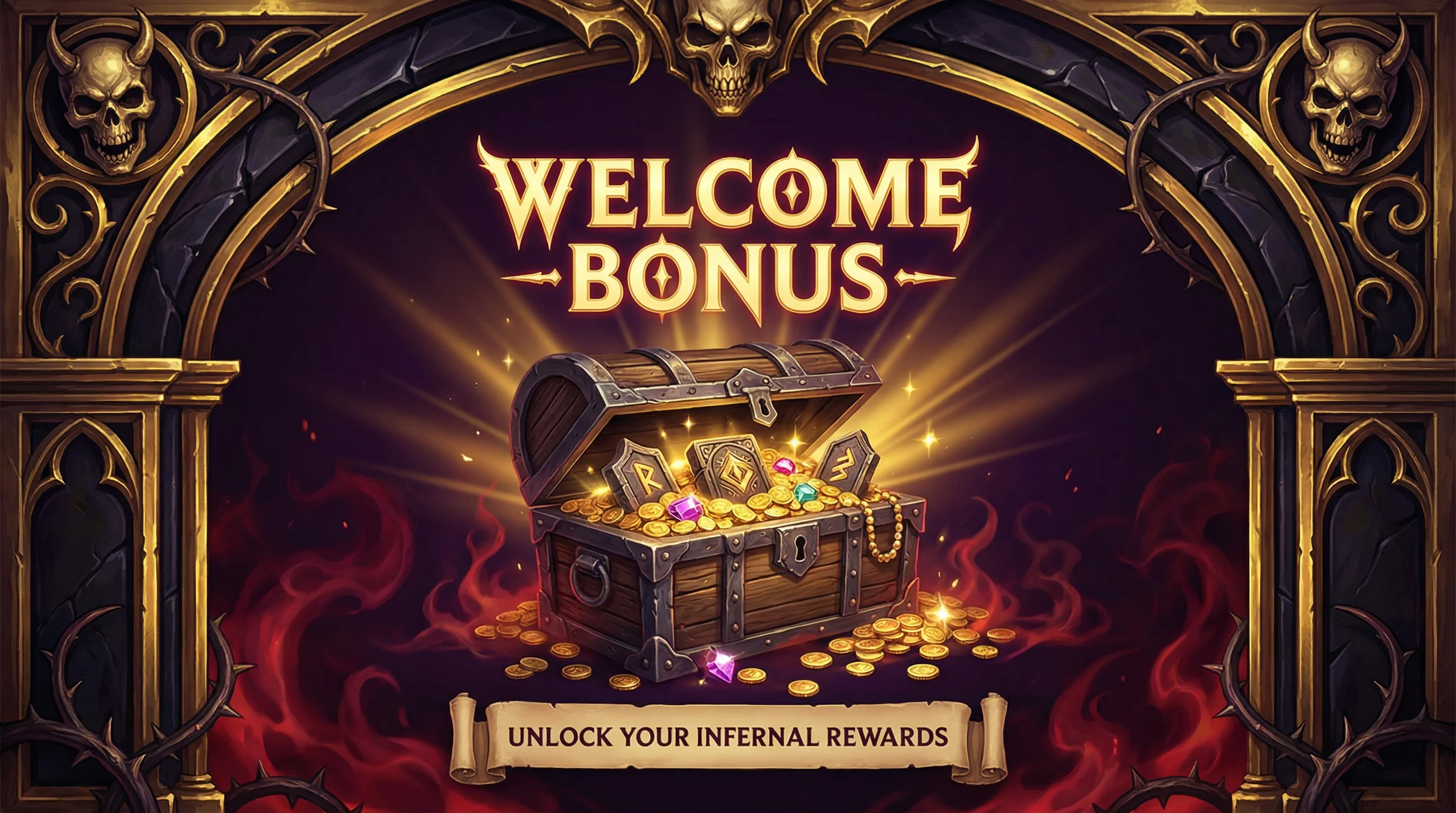 Bônus de boas-vindas do luvabet com baú de tesouros e moedas de ouro